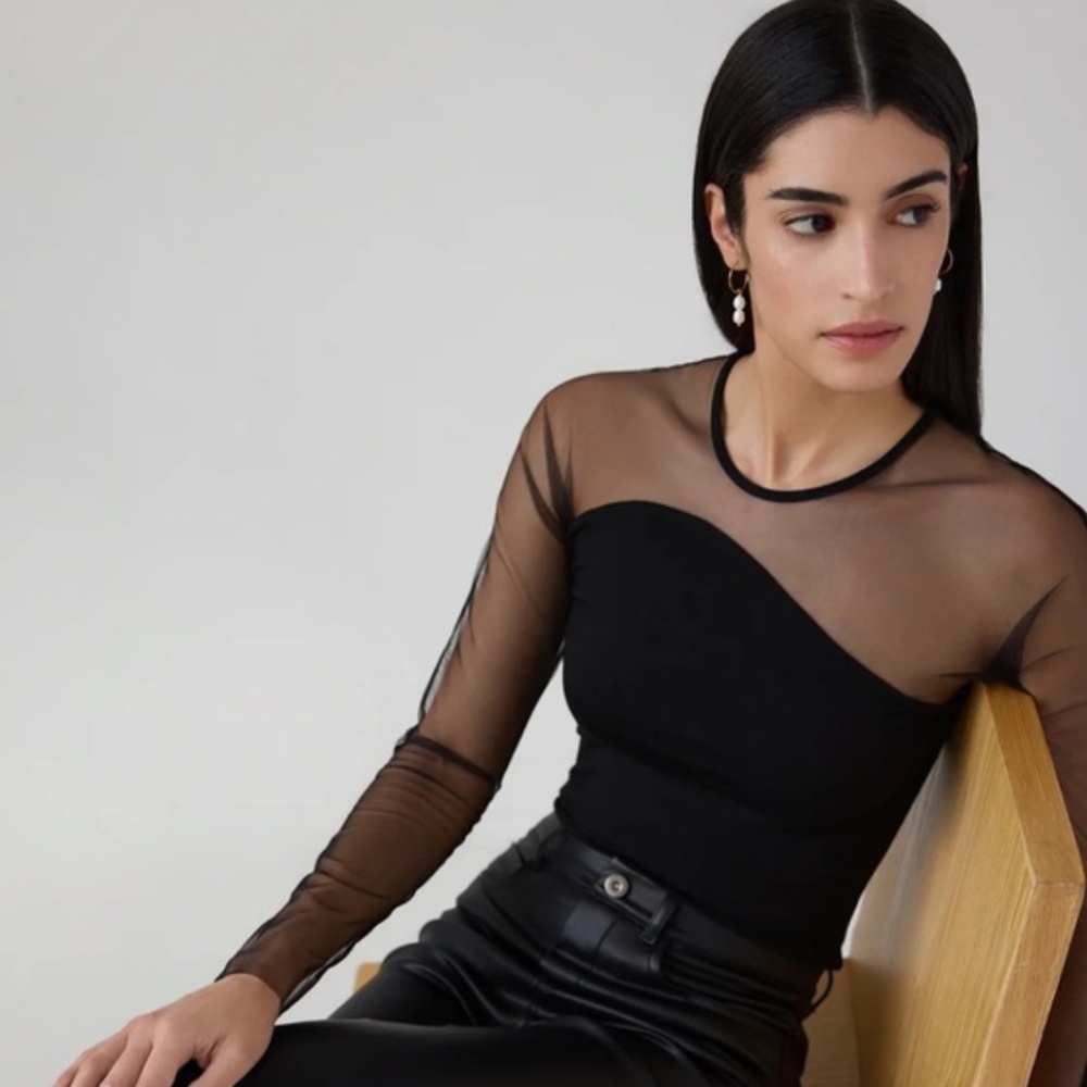 Marcella NYC Sheer Mesh Top Black in Small